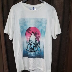H&M Divided Stardust Bay Men's Seapunk White Tropical Graphic Tee Regular Fit